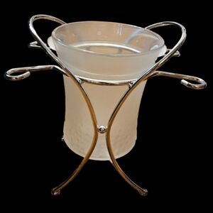 *Godinger Vintage Champagne/Wine Frosted Glass Ice Bucket w/Holder Grapes Motif